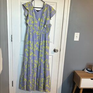 Jessica Simpson Lavender and Lime Floral Maxi Dress
